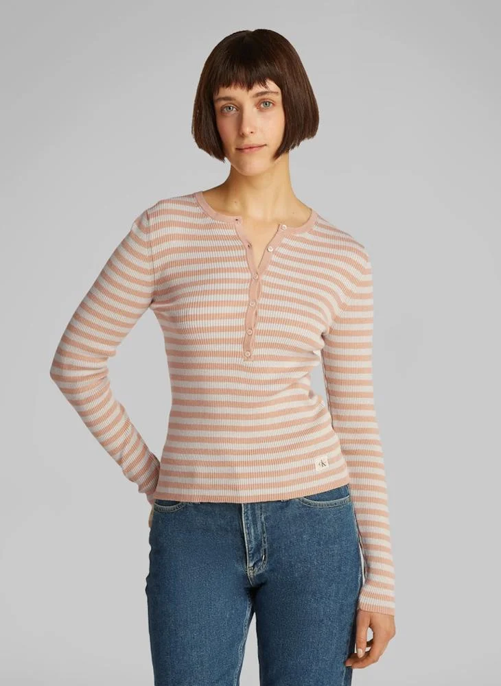 كالفن كلاين جينز Stripe Knitted Sweater