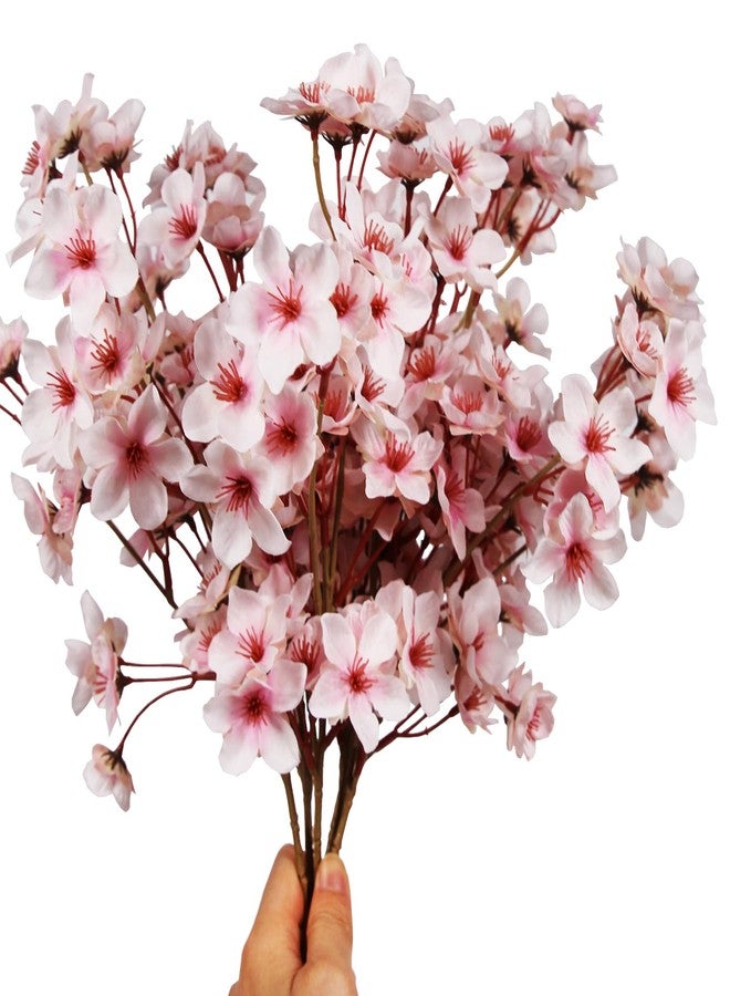 Tinsow Artificial Cherry Blossom Branches, 6 Pcs Fake Peach Flowers Stems Silk Flower for Spring Table Centerpiece Wedding Home Decor (6, Pink) - Image 2