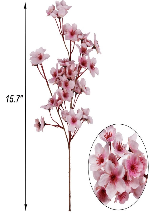 Tinsow Artificial Cherry Blossom Branches, 6 Pcs Fake Peach Flowers Stems Silk Flower for Spring Table Centerpiece Wedding Home Decor (6, Pink) - Image 3