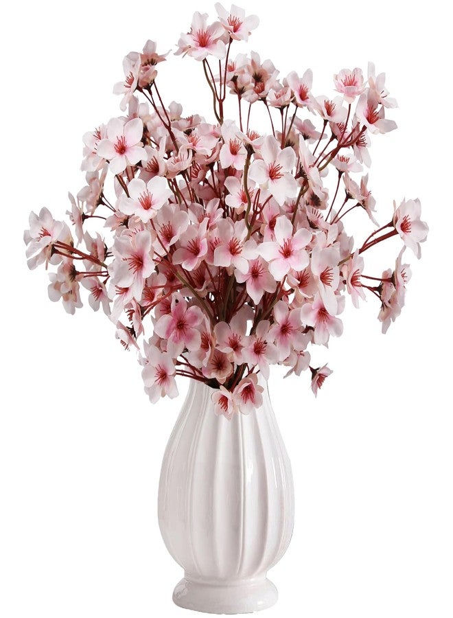 Tinsow Artificial Cherry Blossom Branches, 6 Pcs Fake Peach Flowers Stems Silk Flower for Spring Table Centerpiece Wedding Home Decor (6, Pink) - Image 1
