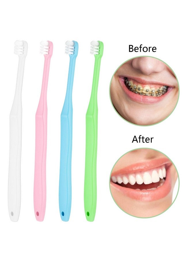 WLLHYF End Tuft Toothbrush, 4PCS Nylon Soft Bristle Tiny Small Tooth Brush, Hard to Reach Areas Dental Detail Cleaning for Adults-Around Crowns Bridges Implants - Image 3