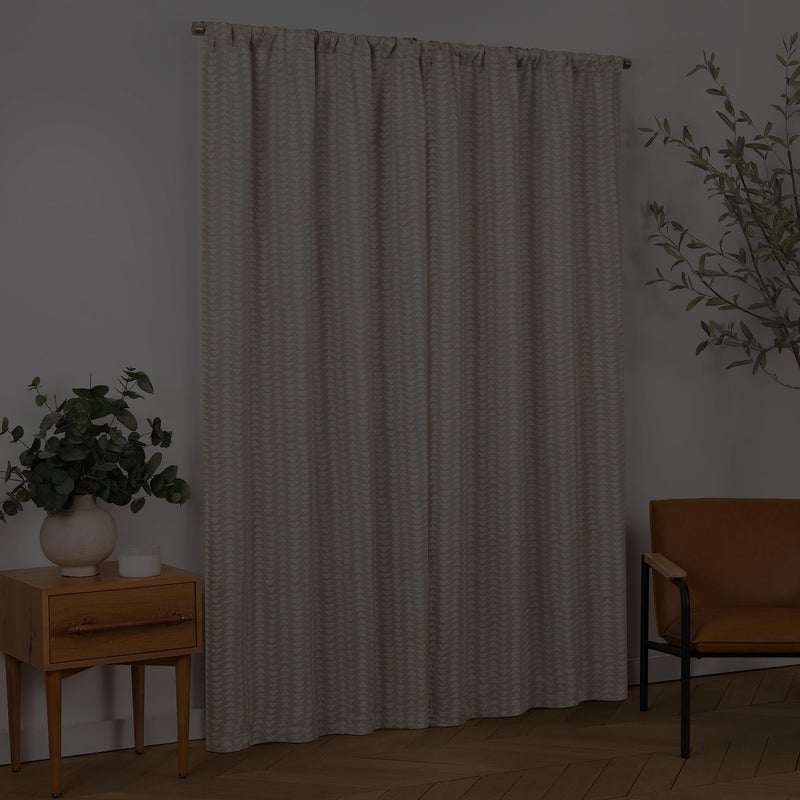 Eclipse Naya Geometric Thermaweave Blackout Rod Pocket 37"" x 63"" Curtain Panel in Linen - Image 2
