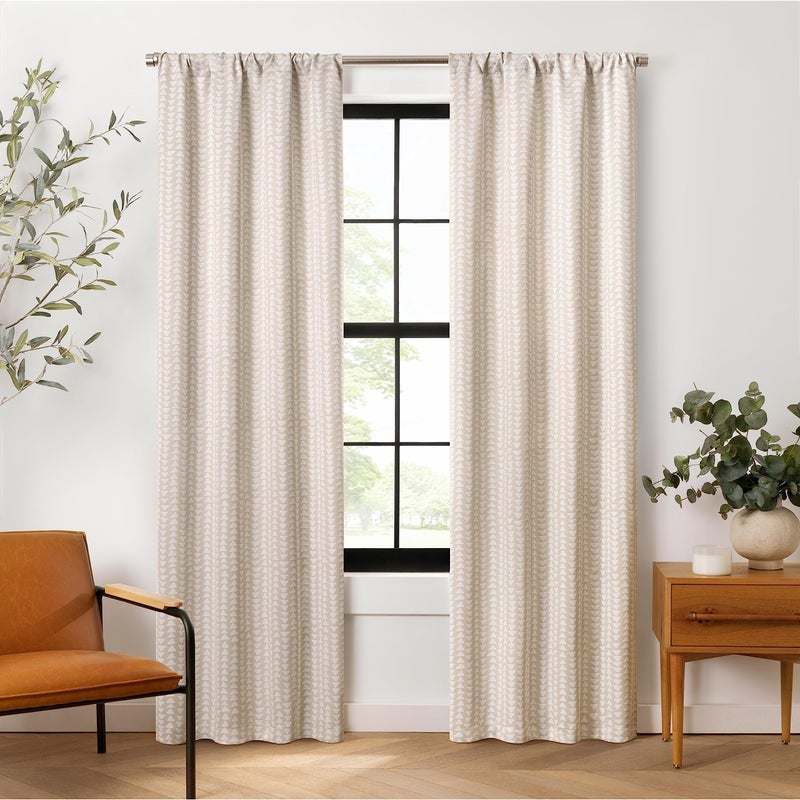 Eclipse Naya Geometric Thermaweave Blackout Rod Pocket 37"" x 63"" Curtain Panel in Linen - Image 1