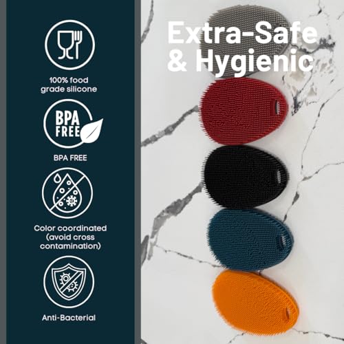 Asiopphire Silicone Sponge Dish Scrubber - Food Grade and Housecleaning - BPA Free Silicone Kitchen Scrubber [5 Pack Ovals Winter] - Image 5
