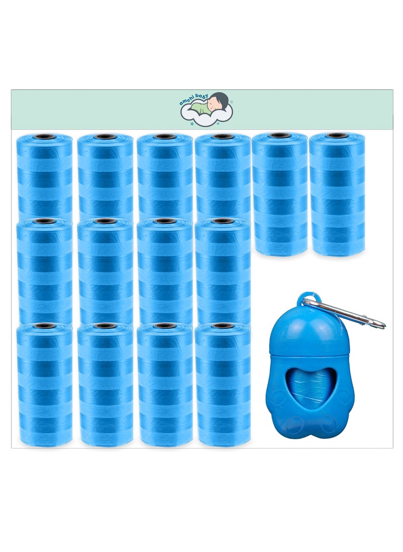 amchi baby Amchi Baby Disposable Scented Bags pack of 14 rolls/280 Bags with Dispenser- Blue  - Image 1