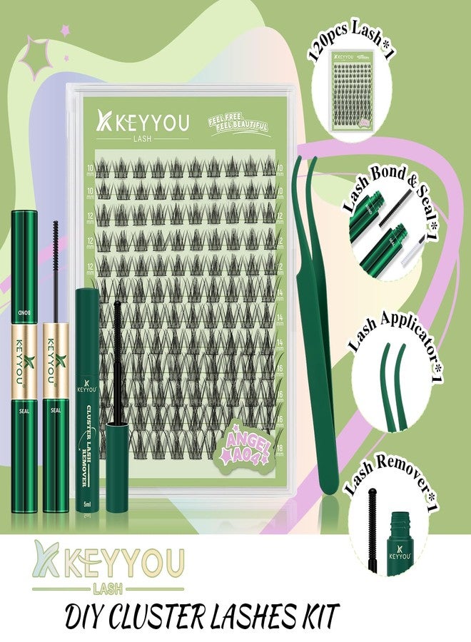KEYYOU LASH Extension Kit 120Pcs Angel Lash Clusters Kit Thick Eyelash Extension Kit with Glue and Seal,Tweezers,Remover for DIY lash extension kit at Home（Kit-Angel A04-D-10-18MIX） - Image 2