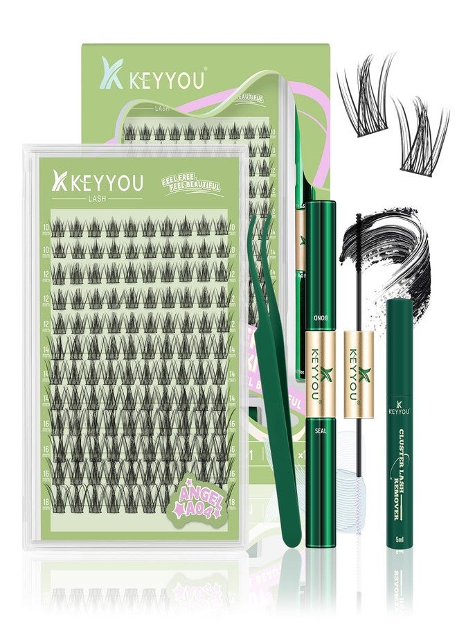 KEYYOU LASH Extension Kit 120Pcs Angel Lash Clusters Kit Thick Eyelash Extension Kit with Glue and Seal,Tweezers,Remover for DIY lash extension kit at Home（Kit-Angel A04-D-10-18MIX） - Image 1