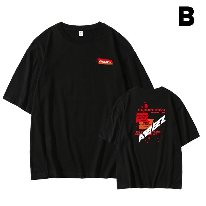 ATEEZ2023 European Concert BREAK THE WALL Same Style Pure Cotton Ying Aid Song Clothes Short Sleeve T-shirt - Image 1