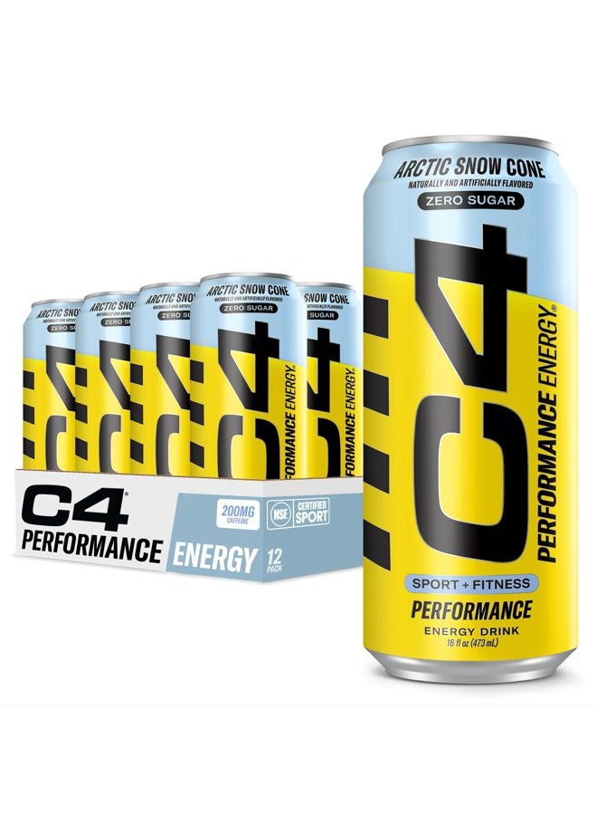 C4 Cellucor C4 Energy Carbonated Zero Sugar Energy Drink, Pre Workout Drink + Beta Alanine - Arctic Snow Cone - 16 FL OZ (473 ml) - Pack of 12 (Packaging May Vary) - Image 1
