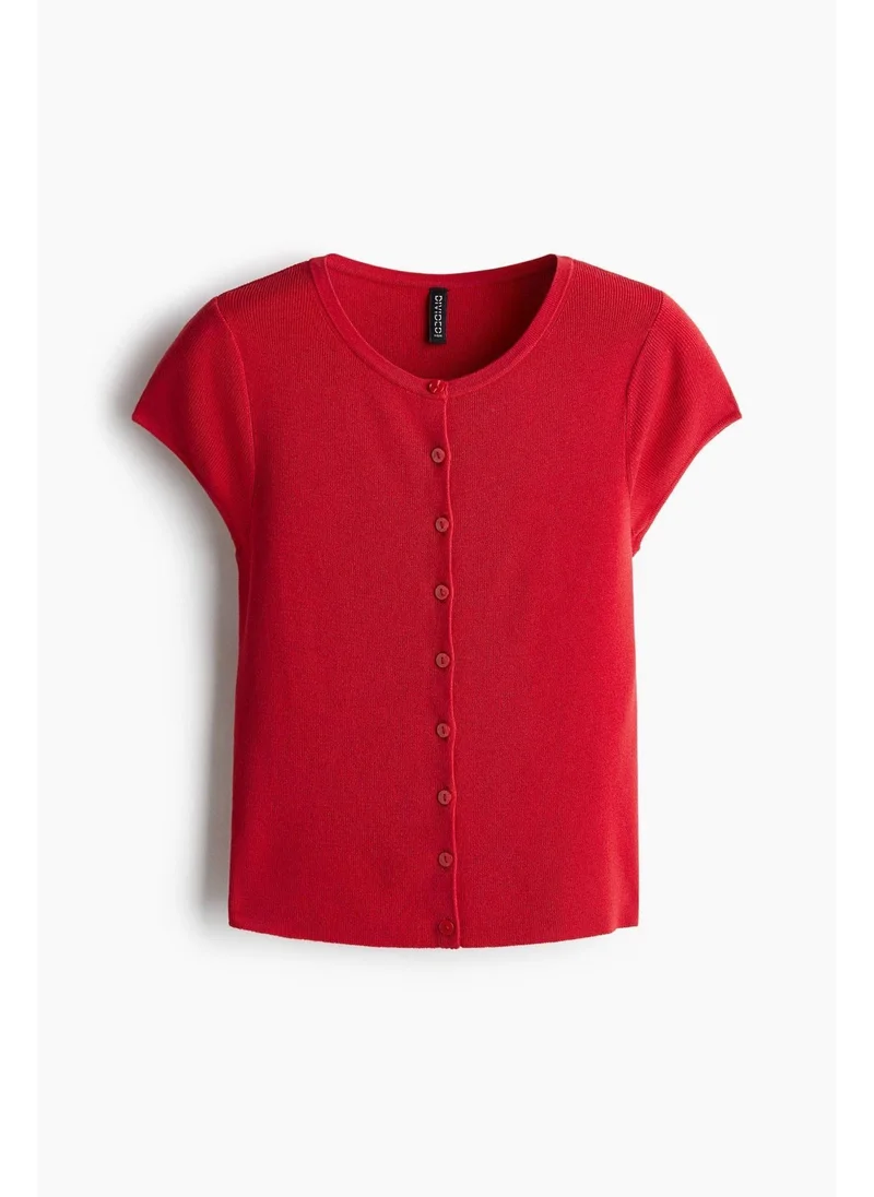 H&M Short-sleeved fine-knit cardigan