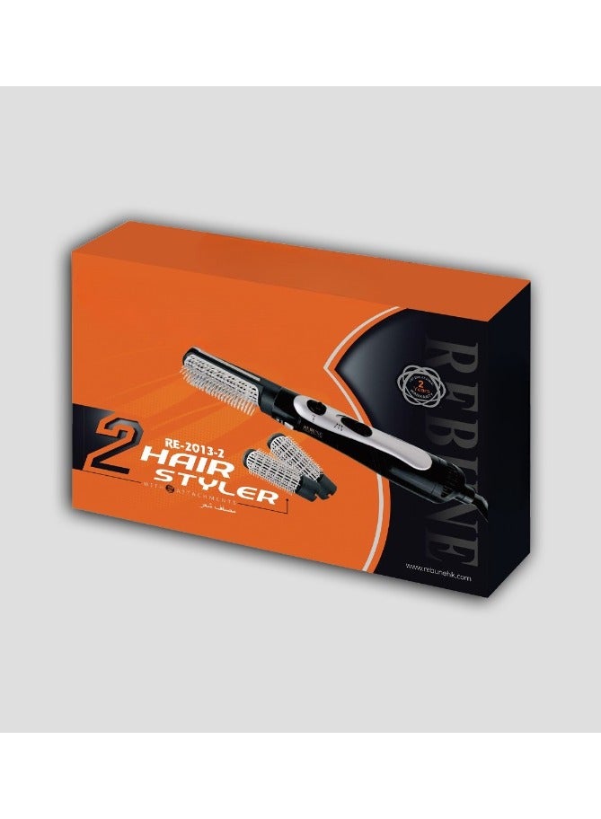 RE-2013-1 Electric Hair Styler Brush With 2 Attachment 1200W - Image 2