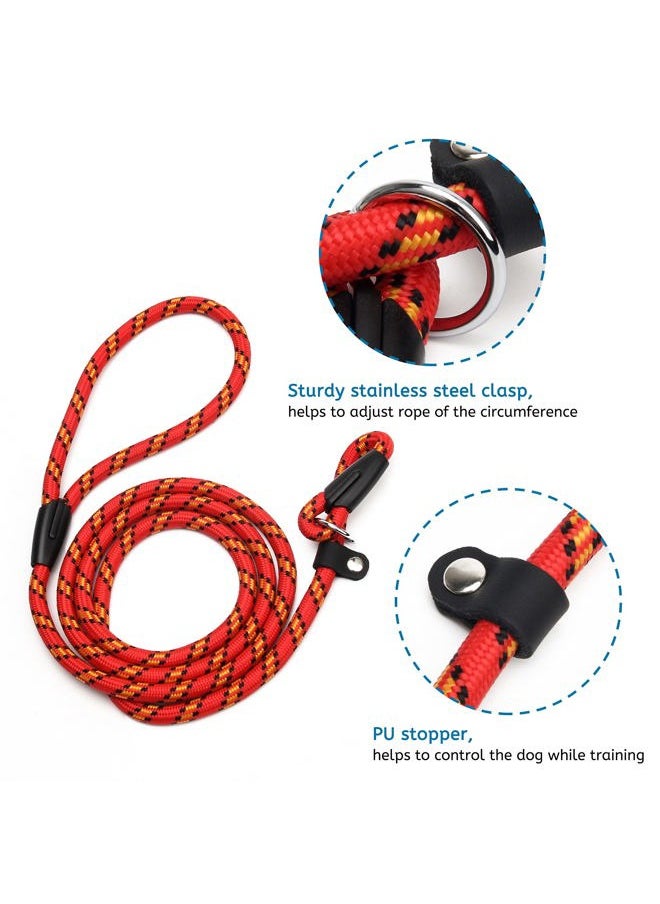 Coolrunner - 2PCS Durable Dog Slip Rope Leash, 5 FT Dog Training Leash, Strong Slip Lead, Standard Adjustable Pet Slipknot Nylon Leash for Small Medium Dogs(10-80 lb) (Blue+Red) - Image 1