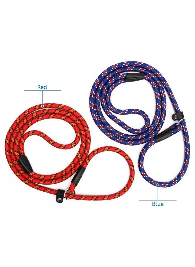 Coolrunner - 2PCS Durable Dog Slip Rope Leash, 5 FT Dog Training Leash, Strong Slip Lead, Standard Adjustable Pet Slipknot Nylon Leash for Small Medium Dogs(10-80 lb) (Blue+Red) - Image 1