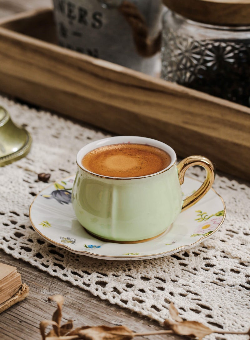 Shuer Ceramic Coffee cup, Espresso cup，Arabic coffee cup，Turkish coffee cup, Cup and Saucer Set Suitable for Home Office Restaurant Gifts Garden Party Home Afternoon Tea Set - Image 1