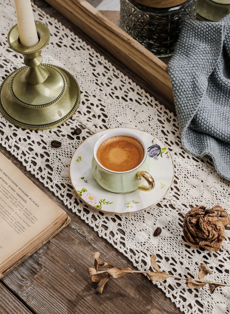 Shuer Ceramic Coffee cup, Espresso cup，Arabic coffee cup，Turkish coffee cup, Cup and Saucer Set Suitable for Home Office Restaurant Gifts Garden Party Home Afternoon Tea Set - Image 2