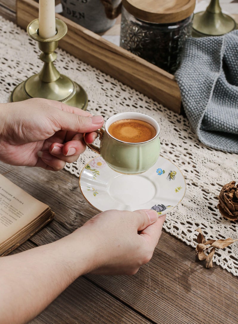 Shuer Ceramic Coffee cup, Espresso cup，Arabic coffee cup，Turkish coffee cup, Cup and Saucer Set Suitable for Home Office Restaurant Gifts Garden Party Home Afternoon Tea Set - Image 3