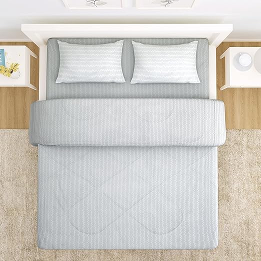 VIVEA RESERVE 300 TC Cotton Feel Glace Cotton Elastic Fitted Bedsheets King Size 78 x 72 Inches || 1 Elastic Bedsheet King Size Cotton & 2 Pillow Covers, Mist Gray - Image 2