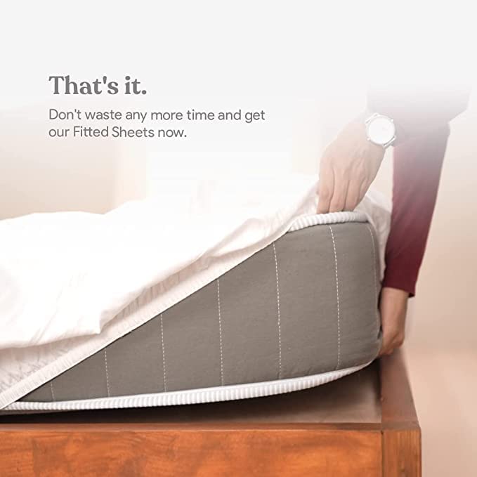 VIVEA RESERVE 300 TC Cotton Feel Glace Cotton Elastic Fitted Bedsheets King Size 78 x 72 Inches || 1 Elastic Bedsheet King Size Cotton & 2 Pillow Covers, Mist Gray - Image 5