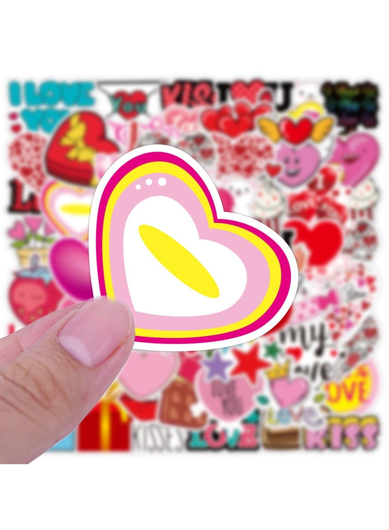 50Pcs Love Stickers Decals, Valentine's Day Stickers for Couple Girlfriend Boyfriend, Waterproof Heart Stickers for Laptop Water Bottle Guitar Scrapbook Phone Case - Image 2