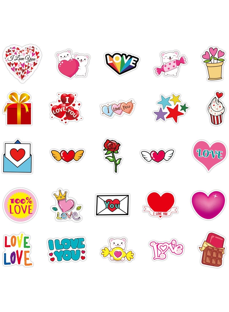 50Pcs Love Stickers Decals, Valentine's Day Stickers for Couple Girlfriend Boyfriend, Waterproof Heart Stickers for Laptop Water Bottle Guitar Scrapbook Phone Case - Image 4