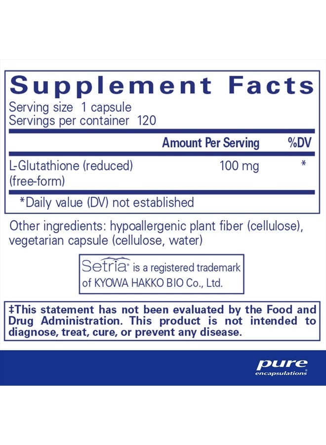 Pure Encapsulations Reduced Glutathione | Hypoallergenic Antioxidant Supplement to Support Liver and Cell Health* | 120 Capsules - Image 2