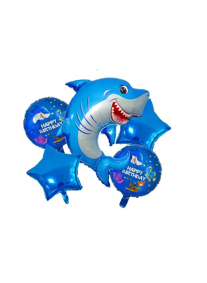 RS 5 قطع بالونات سمكة القرش من رقائق الألمنيوم لتزيين حفلات تحت البحر لاحتفال موضوع سمكة القرش بالونات سمكة القرش من رقائق الألمنيوم لحفلة استقبال المولود - Image 1