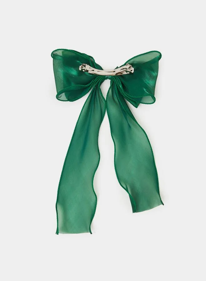 Styli Girls Green Bow Hair Clip