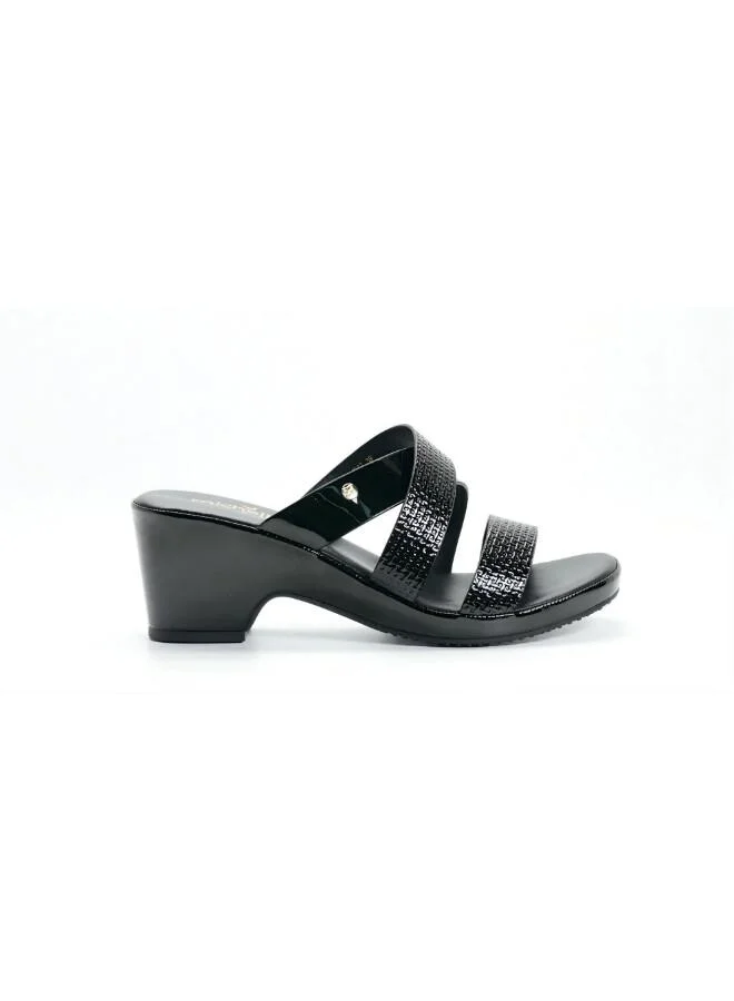 Michelle Morgan Black 092-3068 Michelle Morgan Women's Textured Multi-Strap Block Heel Sandals 114RJ217 Black for Women | Best Price UAE