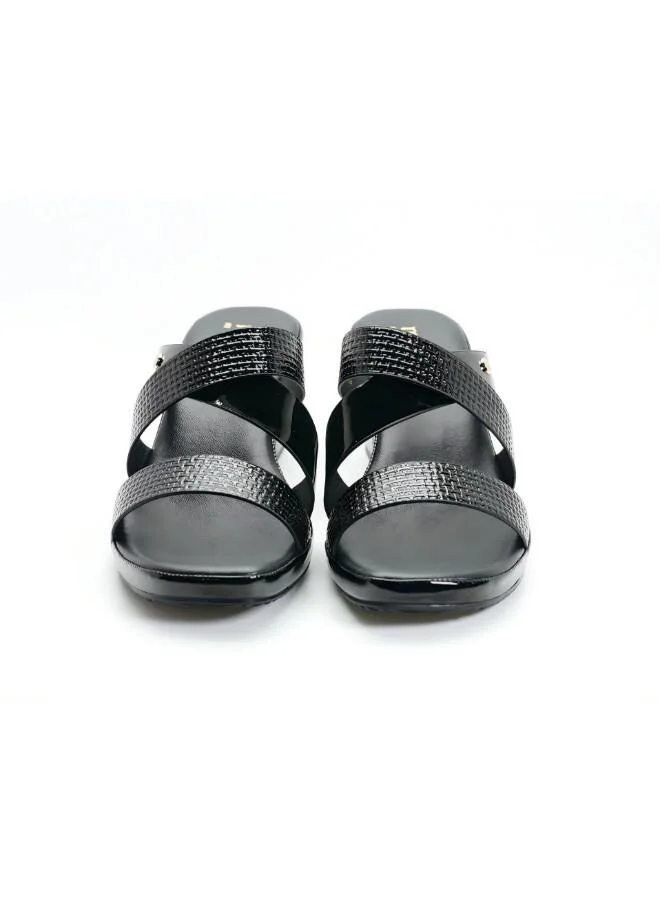 Michelle Morgan Black 092-3068 Michelle Morgan Women's Textured Multi-Strap Block Heel Sandals 114RJ217 Black for Women | Best Price UAE