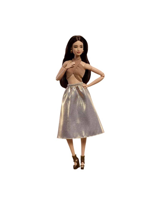 Barbie باربي توقيع باربي باسيكس سلسلة الألوان المحايدة دمية الموضة البنية (32 سم) - Image 2