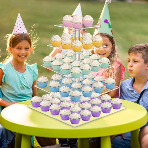 Weddingwish 5 Tier Acrylic Cupcake Stand, Clear Cupcake Tower Stand for 50 Cupcakes, Dessert Display Stand for Wedding Birthday - Image 2