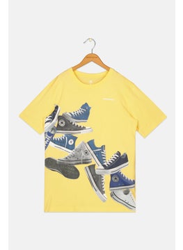 CONVERSE Kids Boy Sportswear Fit Short Sleeve Outdoor T-Shirts, Yellow  - Image 1