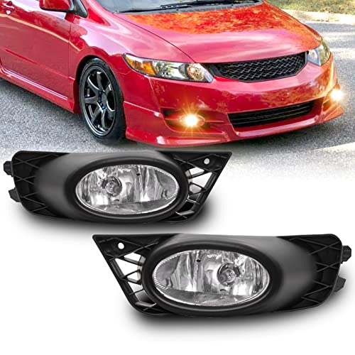 WEZEMLIGHT Fog Lights Assembly Replacement For 2009 2010 2011 Honda Civic Sedan with H11 12V 55W Wiring Harness and Switch Clear Lens - Image 1