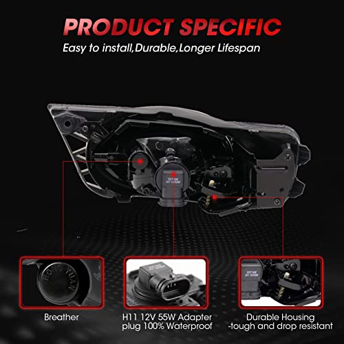 WEZEMLIGHT Fog Lights Assembly Replacement For 2009 2010 2011 Honda Civic Sedan with H11 12V 55W Wiring Harness and Switch Clear Lens - Image 4