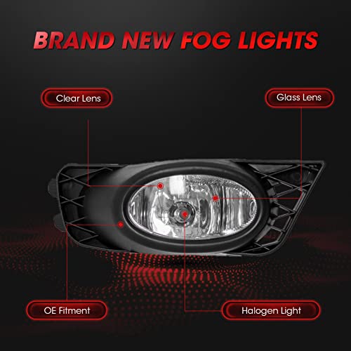 WEZEMLIGHT Fog Lights Assembly Replacement For 2009 2010 2011 Honda Civic Sedan with H11 12V 55W Wiring Harness and Switch Clear Lens - Image 2