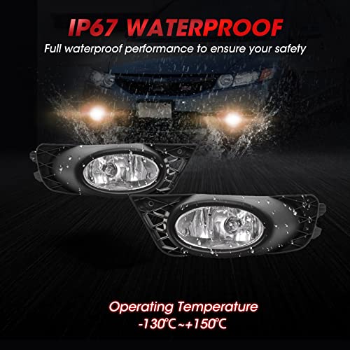 WEZEMLIGHT Fog Lights Assembly Replacement For 2009 2010 2011 Honda Civic Sedan with H11 12V 55W Wiring Harness and Switch Clear Lens - Image 5