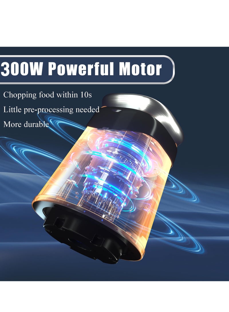 نيوب محضرة طعام كهربائية، مفرمة لحوم بقدرة 500 واط، مفرمة طعام صغيرة مع وعاء زجاجي سعة 2.2 لتر ووعاء من الفولاذ المقاوم للصدأ سعة 1.2 لتر، 2 وضع للسرعة، 4 شفرات ثنائية المستوى، مناسبة للبصل واللحوم والمكسرات والفواكه والثوم والخضروات وأغذية الأطفال ومكعبات الثلج - Image 3