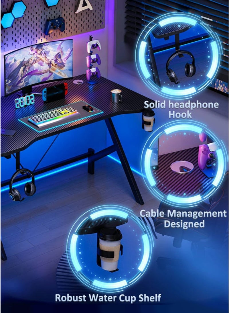 ADEBOLA Gaming Table with Cup Holder Study Table with Earphone Hook - Image 4