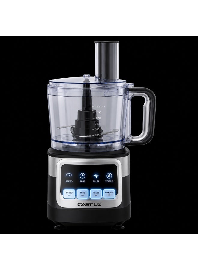 كاسل محضر طعام كاسيل 40 وظيفة 1200 وات بخلاط 1.5 لتر ديجيتال أسود × فضي – FP1240D - Image 2