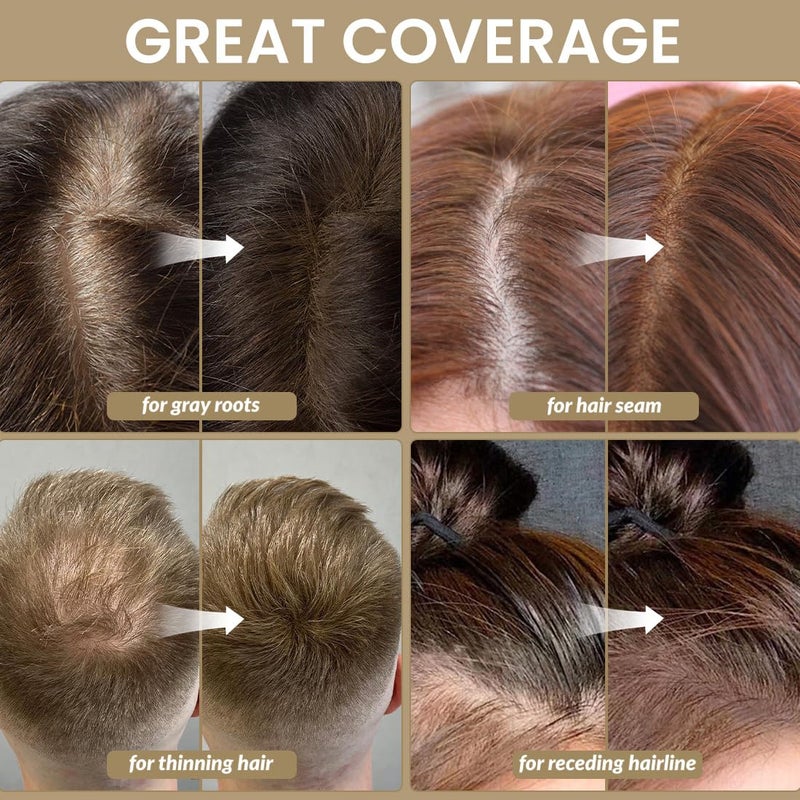 VOLLUCK Root Touch up Powder, Instant Hairline Powder for Thinning Areas and Gray Hair Coverage, Natural and Non-greasy Root Cover up for Women and Men (Dark Brown, 0.14 Ounce) - Image 4