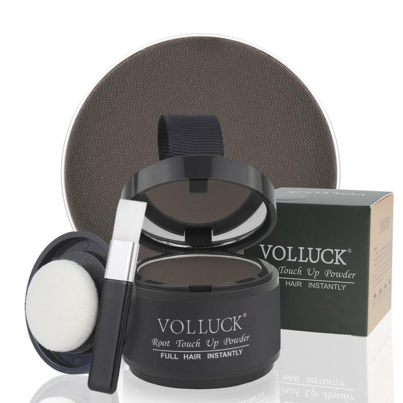 VOLLUCK Root Touch up Powder, Instant Hairline Powder for Thinning Areas and Gray Hair Coverage, Natural and Non-greasy Root Cover up for Women and Men (Dark Brown, 0.14 Ounce) - Image 1