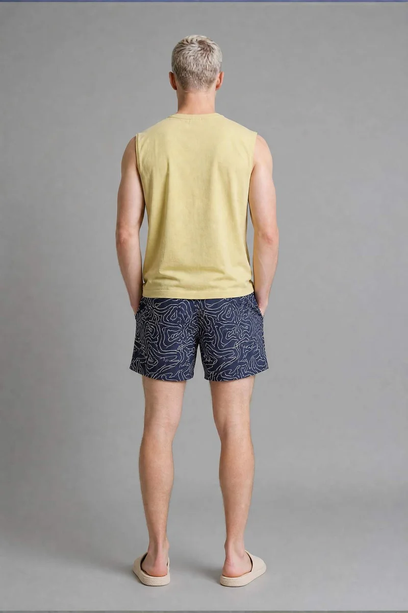 Defacto  Printed Navy Swim Shorts for Men | Best Price UAE