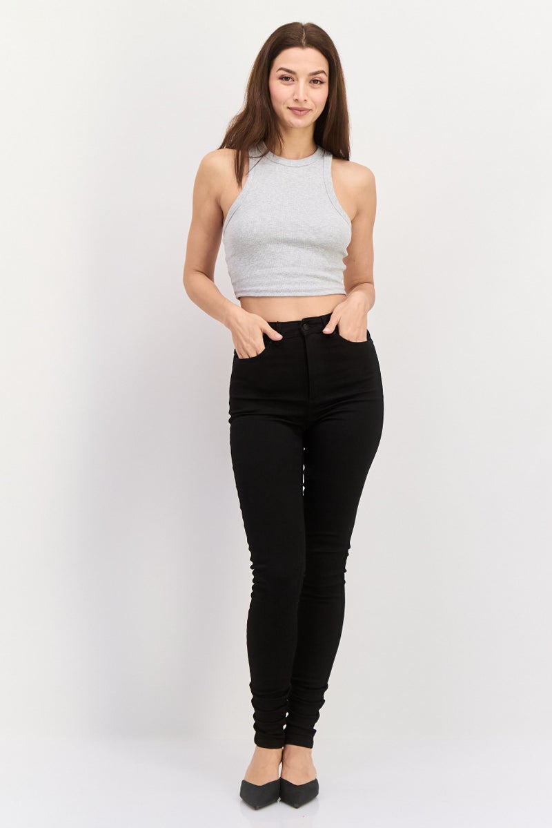 VERO MODA Women Regular Fit Sophia Plain Stretchable Jeans, Black - Image 4