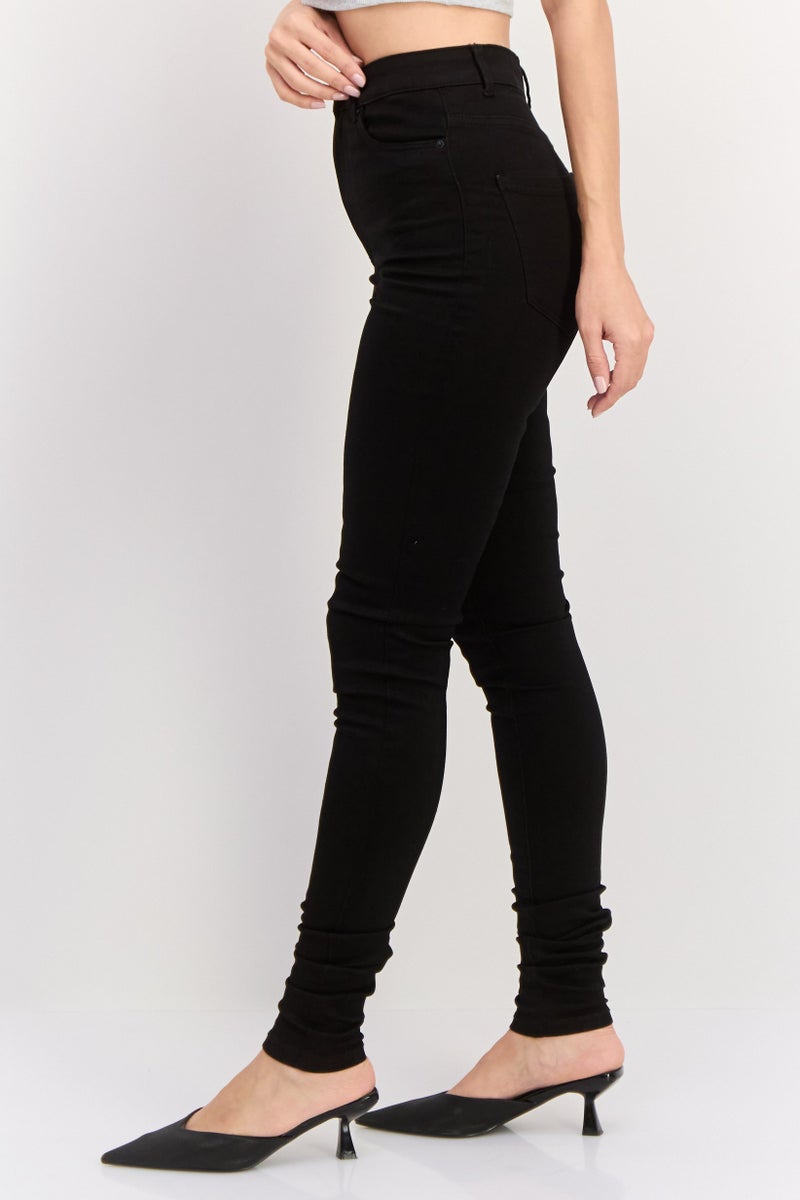 VERO MODA Women Regular Fit Sophia Plain Stretchable Jeans, Black - Image 2