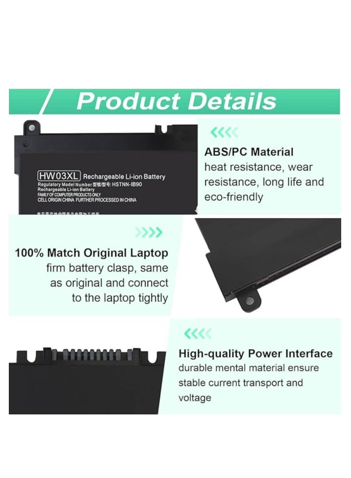 Terabyte بطارية لابتوب بديلة HW03XL لطراز L97300-005 hp Pavilion 15-EG 15-EH 17-CN 17-CP 15-eg0073cl 15-eg0070wm 15-eh0050wm 17-cn0xxx 17-cn0023dx 17-cn00533dx 17-cn00533 Lcl L968 87-421 بطارية HWO3XL - Image 2