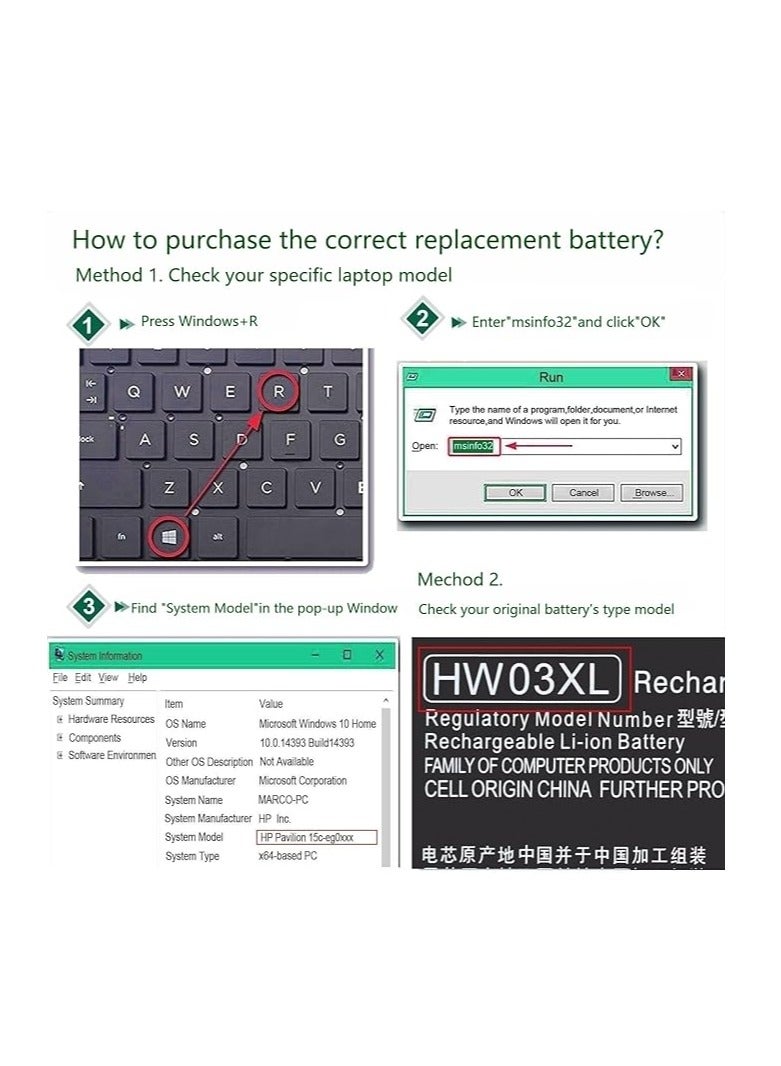Terabyte بطارية لابتوب بديلة HW03XL لطراز L97300-005 hp Pavilion 15-EG 15-EH 17-CN 17-CP 15-eg0073cl 15-eg0070wm 15-eh0050wm 17-cn0xxx 17-cn0023dx 17-cn00533dx 17-cn00533 Lcl L968 87-421 بطارية HWO3XL - Image 3