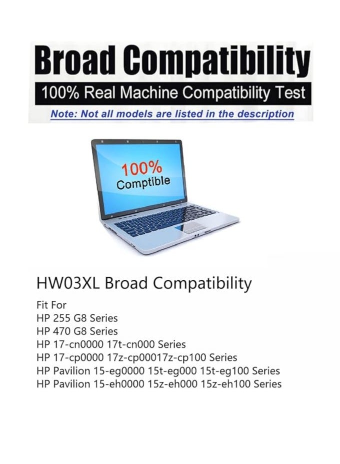 Terabyte بطارية لابتوب بديلة HW03XL لطراز L97300-005 hp Pavilion 15-EG 15-EH 17-CN 17-CP 15-eg0073cl 15-eg0070wm 15-eh0050wm 17-cn0xxx 17-cn0023dx 17-cn00533dx 17-cn00533 Lcl L968 87-421 بطارية HWO3XL - Image 5