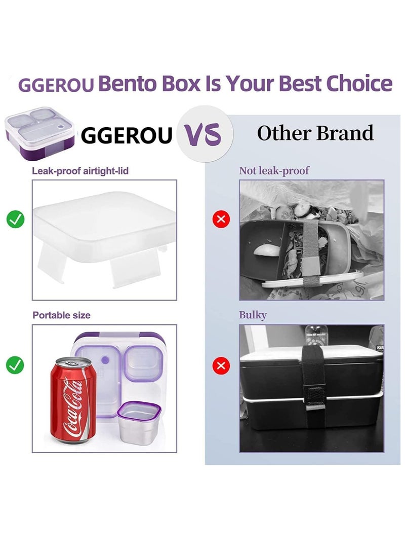 Kids School Stainless Steel Lunch Box Insulated Bento Lunch Box with Storage Bag 3 Compartments Divided Lunch Container with Lid  (Purple 720ML) - Image 4