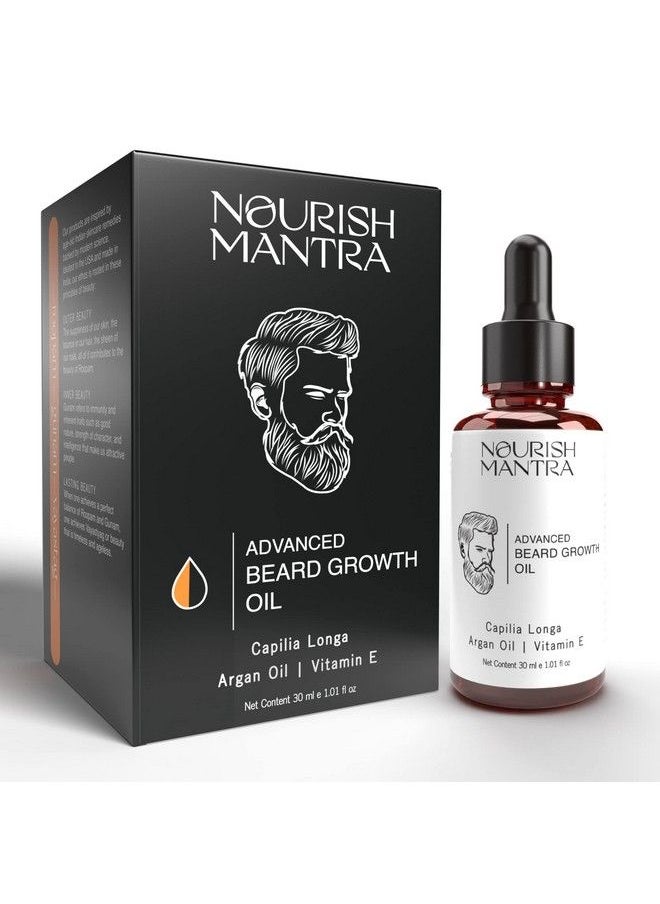 NOURISH MANTRA - Advanced Beard Growth Oil/Made With Capilia Longa Argan Oil Vitamin E And Jojoba Oil/For Fuller Thicker And Healthier Beard Growth 30Ml - Image 1