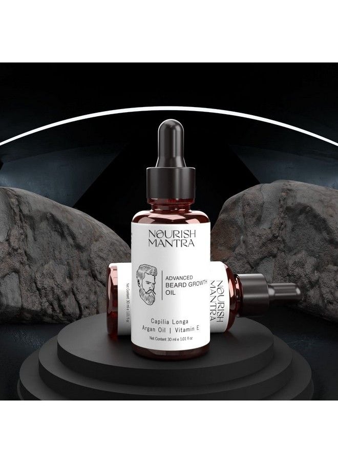 NOURISH MANTRA - Advanced Beard Growth Oil/Made With Capilia Longa Argan Oil Vitamin E And Jojoba Oil/For Fuller Thicker And Healthier Beard Growth 30Ml - Image 1